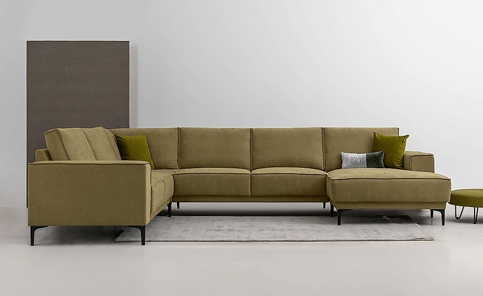 Places of Style Wohnlandschaft "XXL Sofa Oland, Struktur, Flachgewebe, Luxu günstig online kaufen