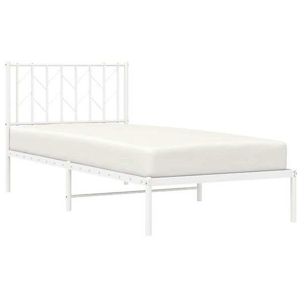 vidaXL Bett Bettgestell mit Kopfteil Metall Weiß 90x200 cm günstig online kaufen
