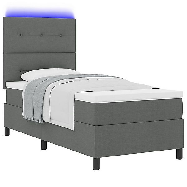 vidaXL Bett Boxspringbett mit Matratze & LED Dunkelgrau 90x200 cm Stoff (1- günstig online kaufen
