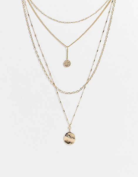 Accessorize – Goldfarbene, mehrreihige Halsketten günstig online kaufen