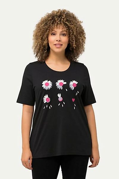 Ulla Popken Rundhalsshirt T-Shirt Blüten Classic Runhals Halbarm günstig online kaufen