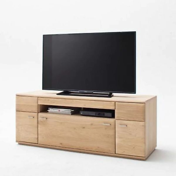 Lomadox TV-Lowboard 150cm BADALONA-05 in Eiche Bianco massiv, Front gerunde günstig online kaufen