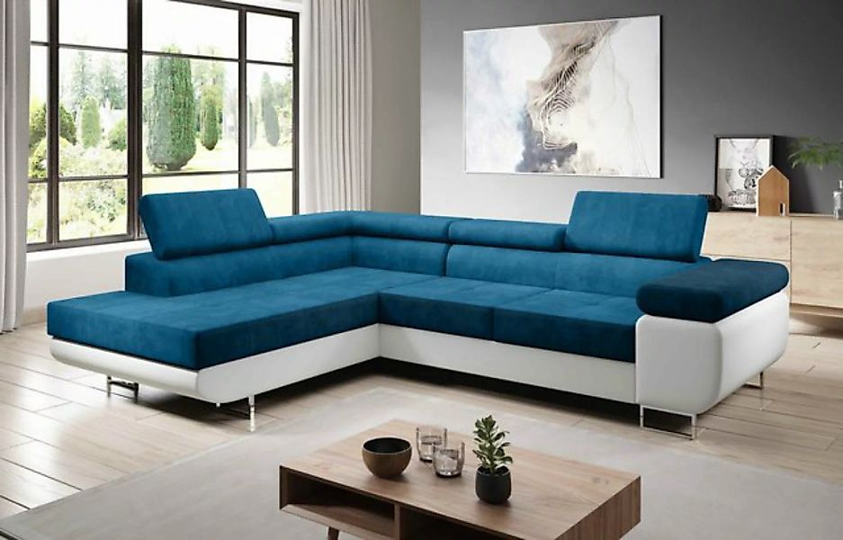Furnix Ecksofa Zante Eckcouch L-Form Sofa mit Schlaffunktion Eco-Leder-Plüs günstig online kaufen