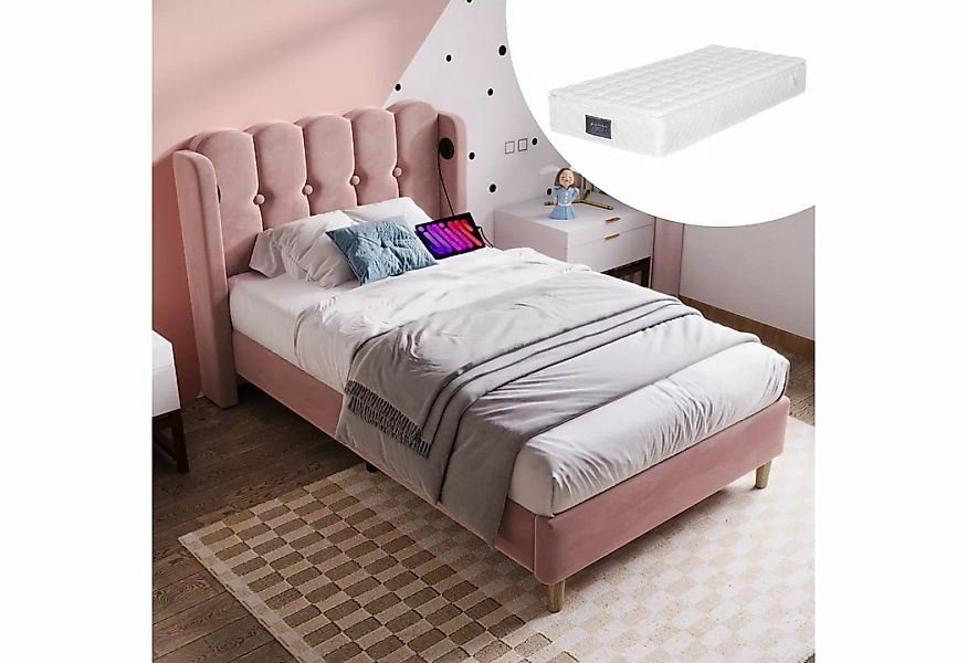 PHOEBE CAT Polsterbett (mit Matratze), Einzelbett mit USB Typ C Ladefunktio günstig online kaufen
