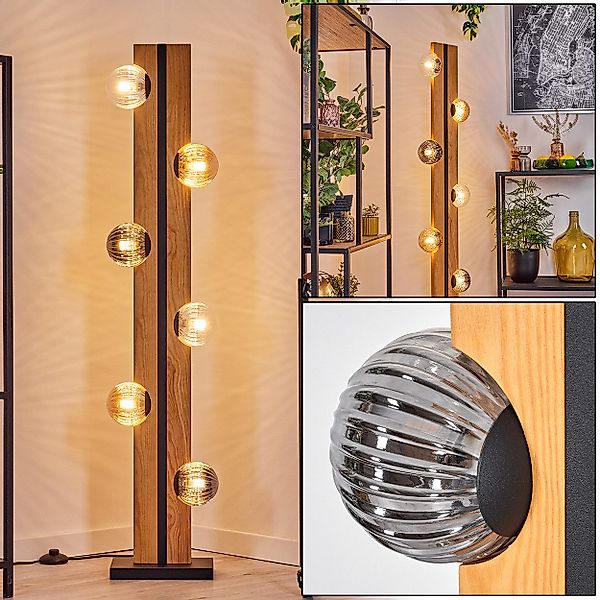hofstein Stehlampe Stehlampe aus Holz/Metall/Riffelglas in günstig online kaufen