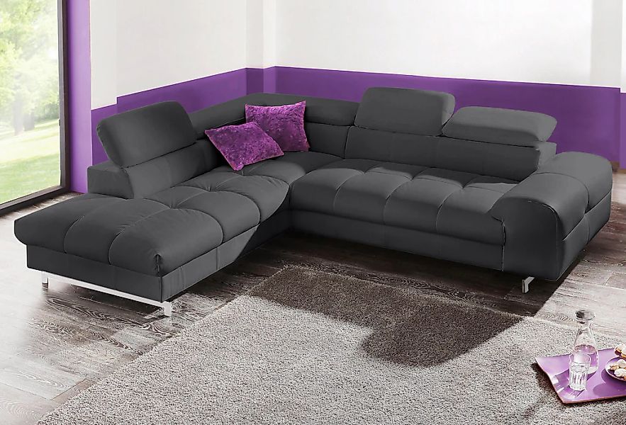 COTTA Ecksofa "Chef L-Form", mit Kopfteilverstellung, edle Metallkufen, wah günstig online kaufen