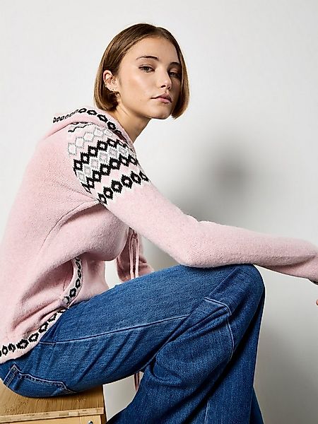 Apricot Norwegerpullover Kapuzenpullover mit Rautenmuster günstig online kaufen