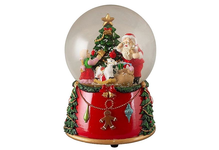 Christmas Paradise Schneekugel mit Spieluhr 14cm, Weihnachtsmann mit Baum ( günstig online kaufen