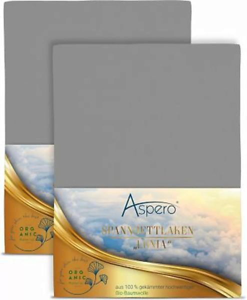 Aspero® 2 x Spannbettlaken aus Bio-Baumwolle Bettlaken hellgrau Gr. 90-100 günstig online kaufen