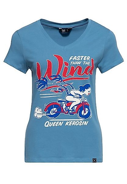 QueenKerosin Print-Shirt Faster Than The Wind (1-tlg) mit Vintage-Comic Pri günstig online kaufen