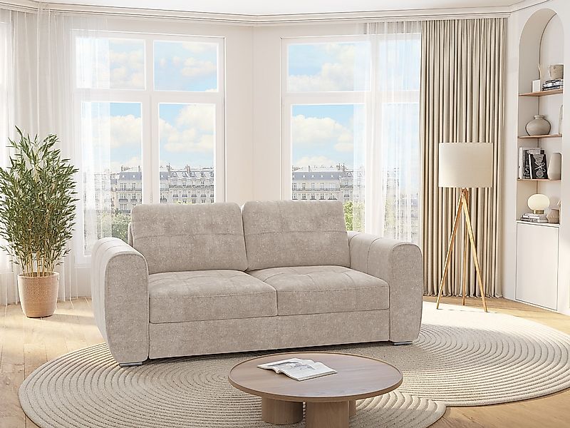 Schlafsofa mit Matratze 3-Sitzer - Stoff - Beige - Liegefläche 140 cm - Mat günstig online kaufen