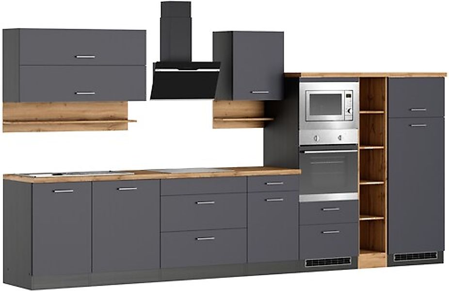 KOCHSTATION Küchenzeile »KS-Milan« 390 cm breit, viel Stauraum, wahlweise m günstig online kaufen