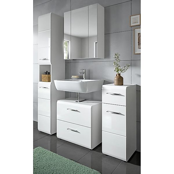 Inn.Furn Badmöbel Set in Weiß Hochglanz 4-teilig 150 cm Cover günstig online kaufen