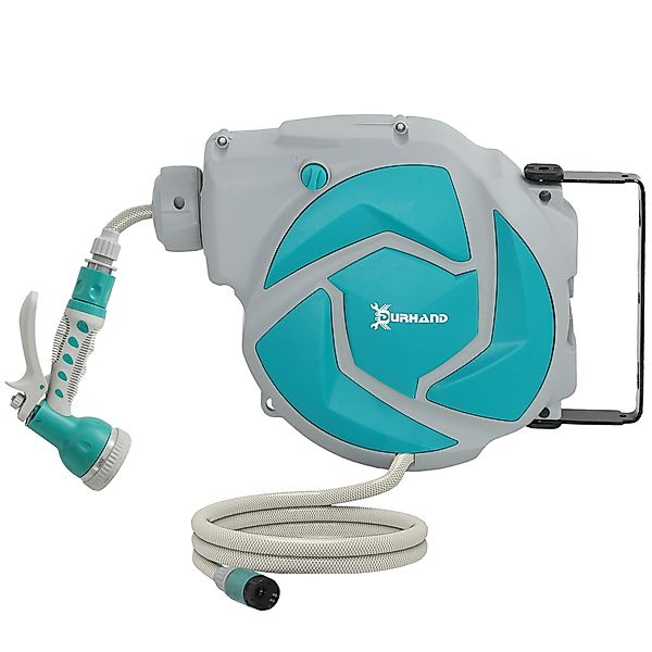 DURHAND Wand-Schlauchaufroller 10+1 m mit 7-Funktions-Düse, 180° schwenkbar günstig online kaufen