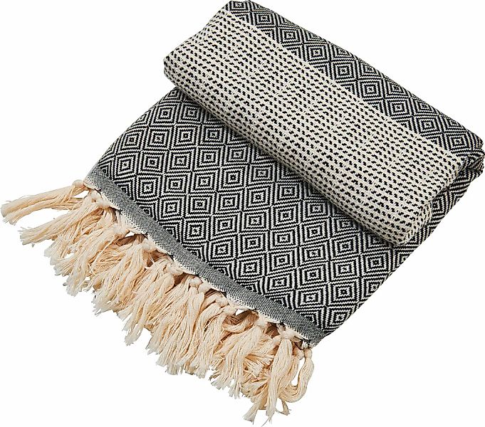 done.® Plaid »Lounge Diamond«, Leichtes Plaid mit geknoteten Fransen günstig online kaufen