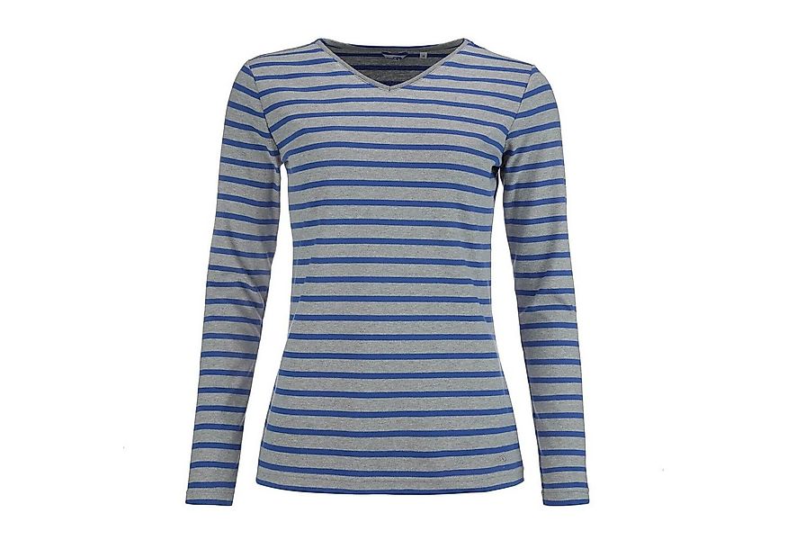 modAS Langarmshirt 25804 Damen Shirt mit Streifen und V-Ausschnitt - Breton günstig online kaufen