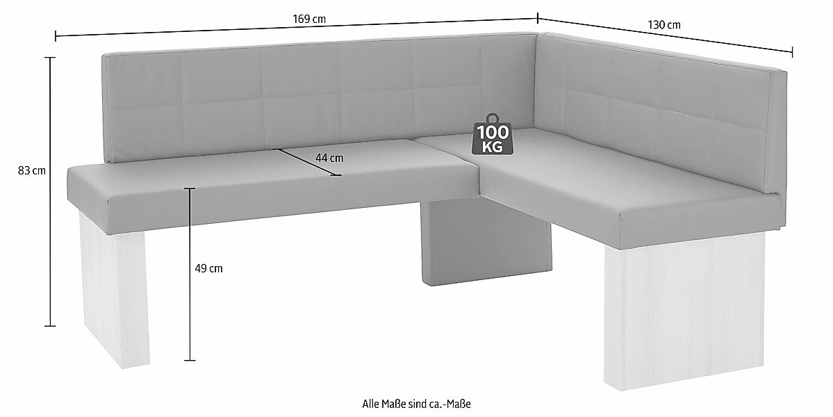 massivline&more Eckbankgruppe "Anna", (Set, 4 tlg.), mit 2 Stühlen mit mass günstig online kaufen