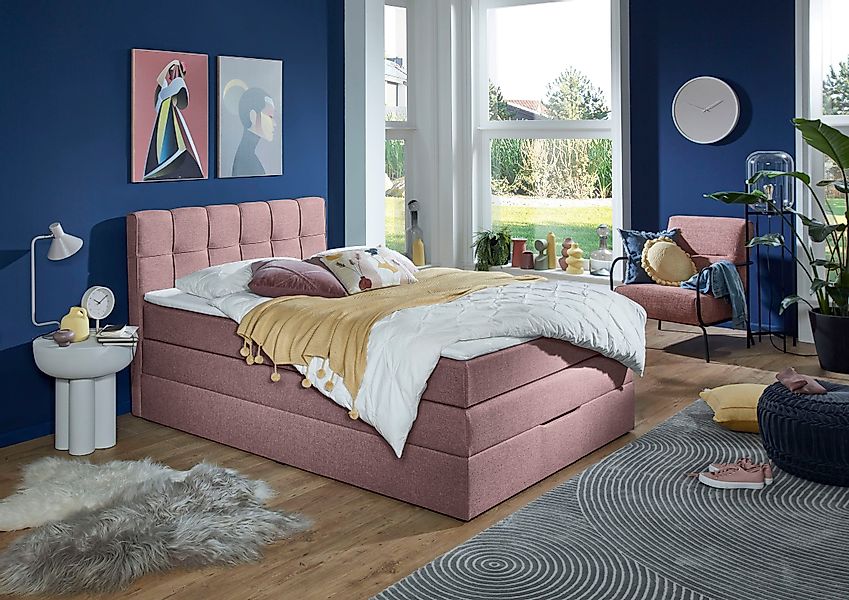 INOSIGN Boxspringbett "Fornoli", inkl. Topper und Bettkasten, H3 in zwei Ma günstig online kaufen