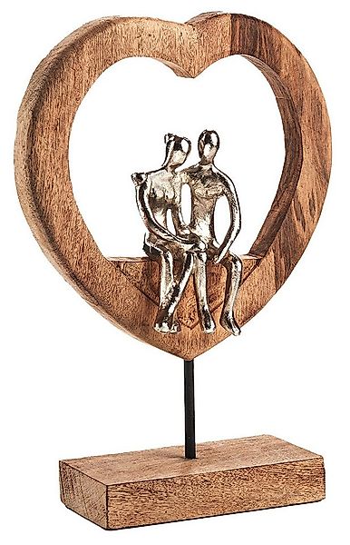 Kobolo Dekoobjekt Dekofigur Holzdeko Holzfigur SOUL, Holz braun Metall silb günstig online kaufen
