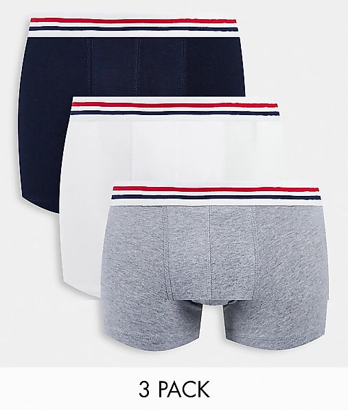 ASOS DESIGN – 3er-Pack Unterhosen mit gestreiftem Bund-Mehrfarbig günstig online kaufen
