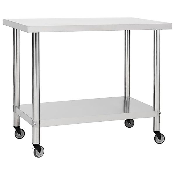 vidaXL Bartisch, Küchen-Arbeitstisch mit Rollen 100x60x85 günstig online kaufen