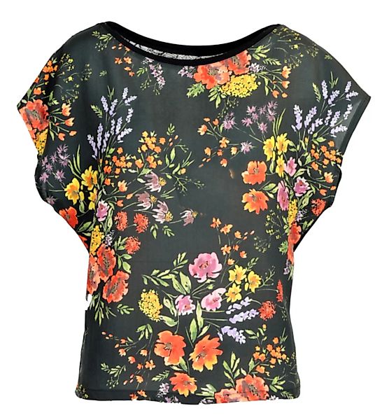 T-shirt Mit Spitzeneinsatz - Blumenmuster günstig online kaufen
