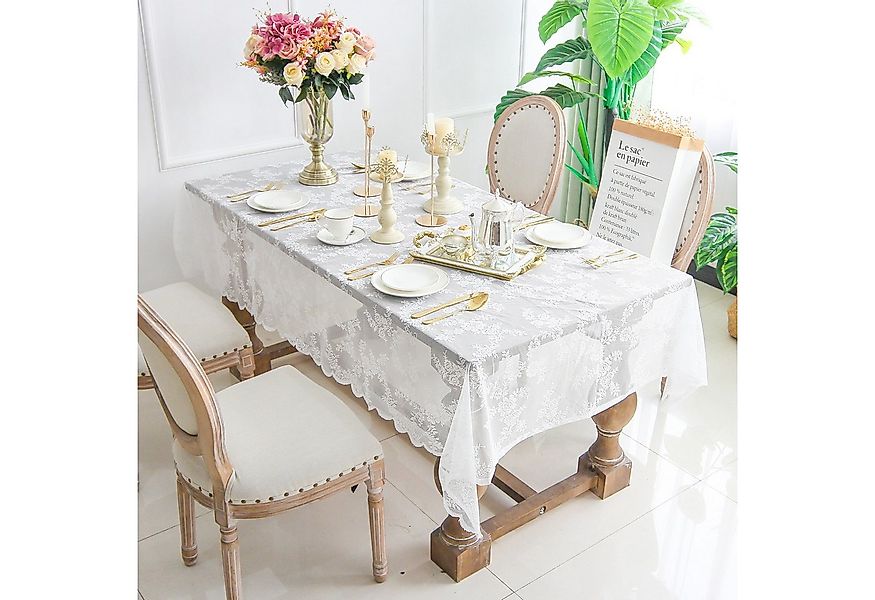 Rosnek Tischdecke Spitze, Blumenmuster, für Party Valentinstag Hochzeit Vor günstig online kaufen