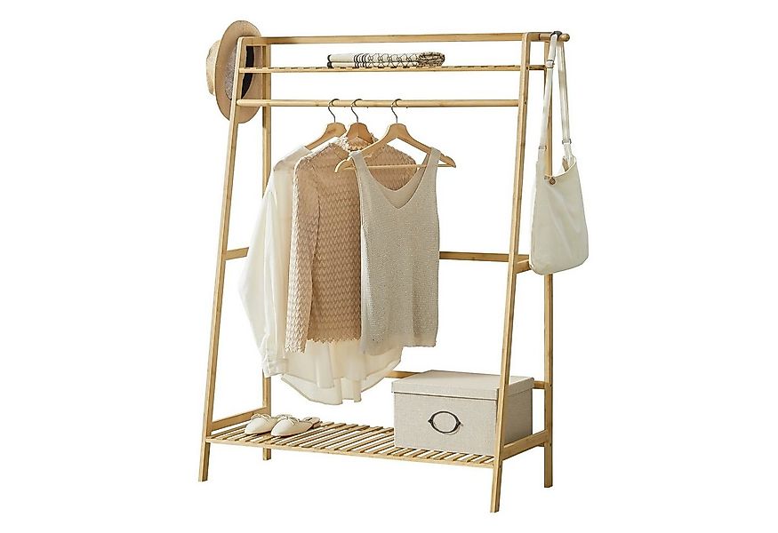 en.casa Garderobenständer, Föglö Kleiderständer 139 x 100 x 40 cm Bambus Na günstig online kaufen