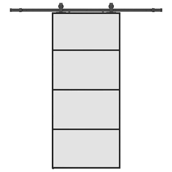vidaXL Schiebetür mit Beschlag Schwarz 90x205 cm ESG-Glas 3375859 günstig online kaufen