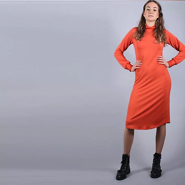 Midi Turtleneck Kleid Dewi In Rost Und Eisblau günstig online kaufen