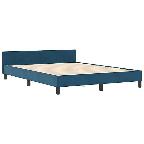 vidaXL Bett Bettgestell Dunkelblau 140x190 cm Samt (1-tlg) günstig online kaufen