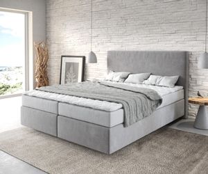 DELIFE Boxspringbett Dream-Well, Mikrofaser Grau 160x200 günstig online kaufen
