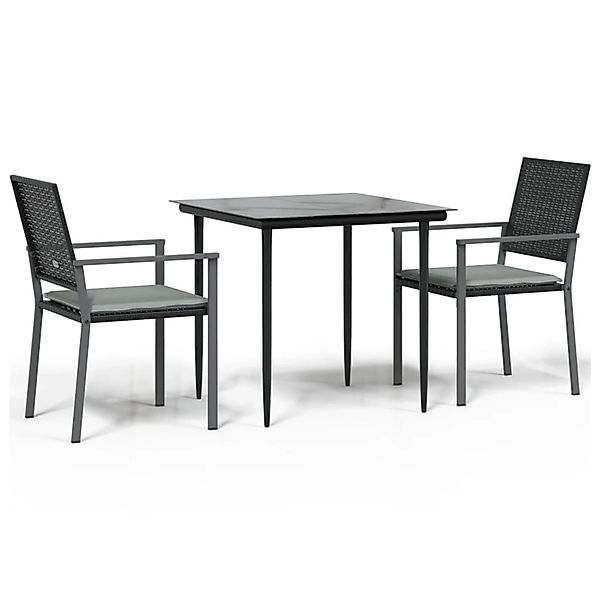 vidaXL 3-Tlg Garten-Essgruppe mit Kissen Poly Rattan und Stahl 3187001 günstig online kaufen