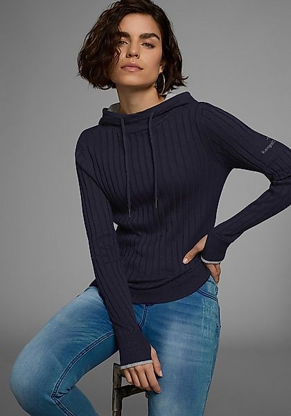 KangaROOS Strickpullover mit kontrastfarbener Kapuzeninnenseite und Logodru günstig online kaufen