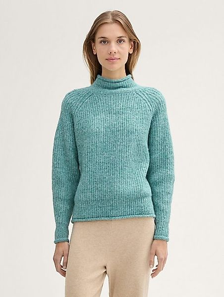 TOM TAILOR Denim Strickpullover Relaxed Pullover mit Stehkragen mit Ballonä günstig online kaufen