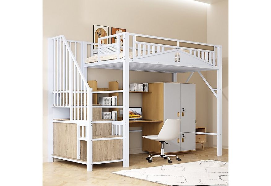 HAUSS SPOLE Hochbett 90x200cm, Metall-Sicherheitszaun, Sicherheitsleiter mi günstig online kaufen