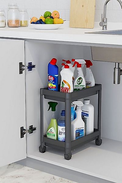 Luxury Bites Spülenunterschrank Flexibles Untertischregal mit Rollen, 2 Ebe günstig online kaufen