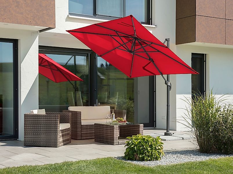 Schneider Ampelschirm 230 cmx 230 cm Rot mit Kurbelmechanik günstig online kaufen