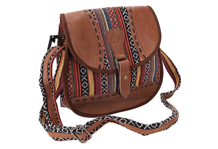 Guru-Shop Schultertasche Ethno Schultertasche mit Leder, große.. günstig online kaufen