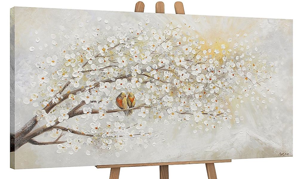 YS-Art Gemälde Sonnenaufgang, Natur, Leinwand Bild Handgemalt Zwei Vögel au günstig online kaufen