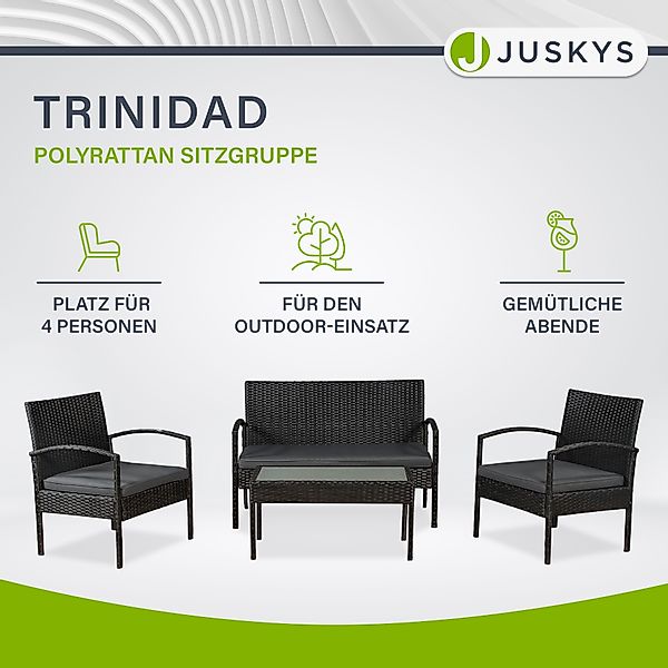 Juskys Gartenlounge-Set Trinidad, (4-tlg., Sitzgruppe), Polyrattan günstig online kaufen