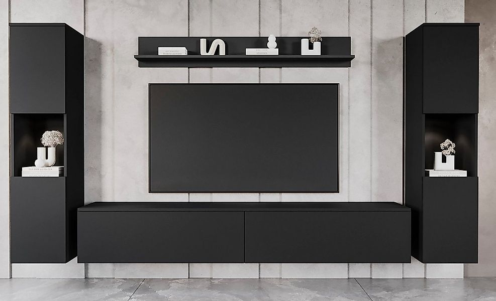 INOSIGN Wohnwand PARIS, Vitrine Türanschlag links/rechts wechselbar, (Kompl günstig online kaufen