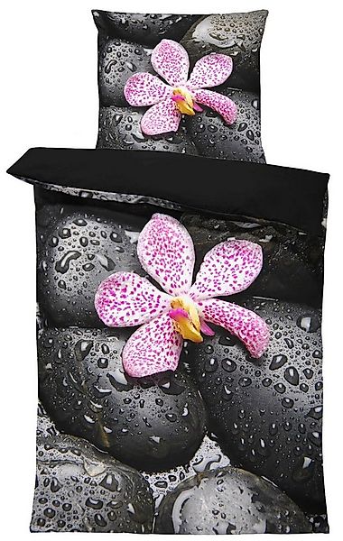 One Home Bettwäsche Relax, Mikrofaser, 2 teilig, mit Steinen und Orchidee günstig online kaufen