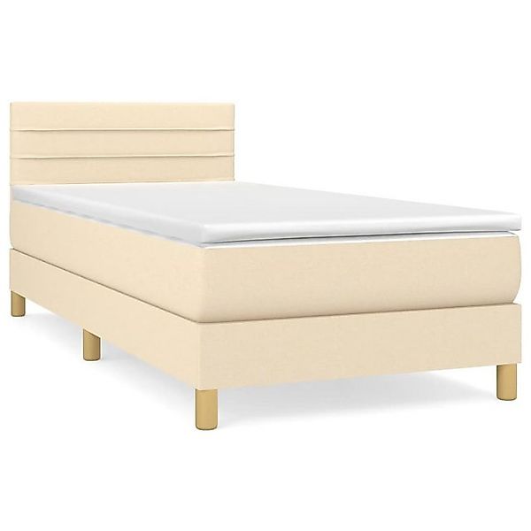vidaXL Boxspringbett, Boxbett mit Matratze Creme 90x200 cm Stoff günstig online kaufen