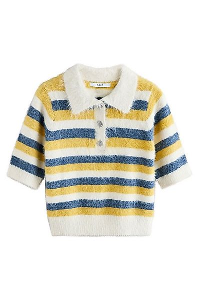 Next Strickpullover Strick-Polo-Kurzarmpullover mit Schmuckknopf (1-tlg) günstig online kaufen