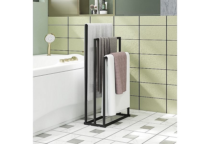 HOMCOM Handtuchhalter freistehend, für Badezimmer, Schwarz günstig online kaufen