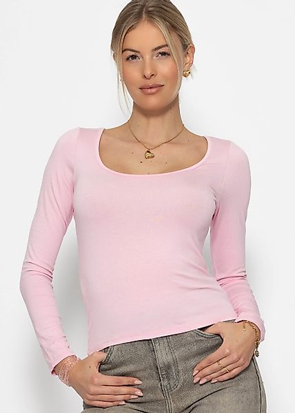 SASSYCLASSY Langarmshirt Langarmshirt Damen mit Ausschnitt günstig online kaufen