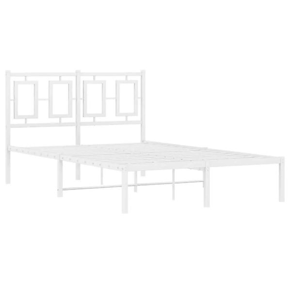 vidaXL Bettgestell mit Kopfteil Metall Weiß 120x190 cm 374287 günstig online kaufen
