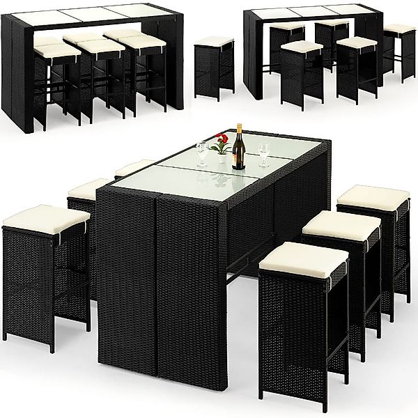 Polyrattan Bar-Set Rio 7-tlg Schwarz inkl. Sitzauflagen günstig online kaufen