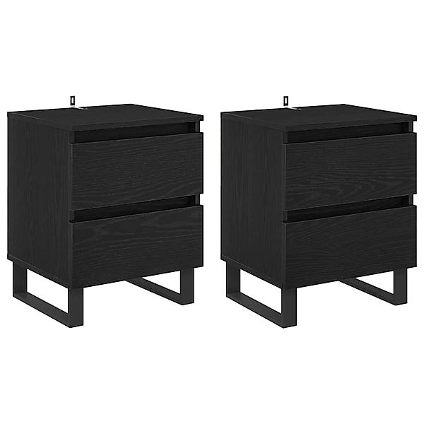vidaXL Nachttisch 2 Stk Schwarz Eichen-Optik 40 x 35 x 50 cm 881919 günstig online kaufen